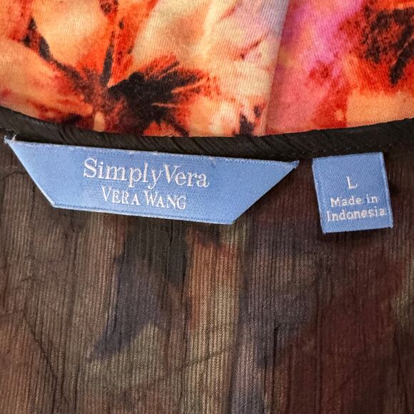 Simply Vera Vera Wang Large Top Floral Sleeveless V-Neck Stretch Hi-Low Hemline - Picture 6 of 8